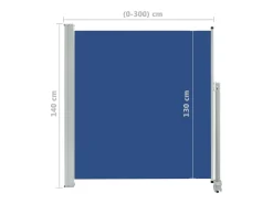 Toldo lateral retrátil/tela de privacidade para pátio jardim terraço varanda 140 x 300 cm azul 02_0007227