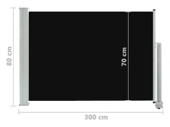 Toldo lateral retrátil/tela de privacidade para pátio jardim terraço varanda 80 x 300 cm preto 02_0007398