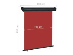 Toldo lateral retrátil/tela de privacidade para pátio jardim terraço varanda 140 x 250 cm vermelho 02_0007017