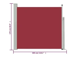 Toldo lateral retrátil/tela de privacidade para pátio jardim terraço varanda 170 x 300 cm vermelho 02_0007320