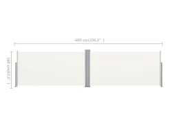 Toldo lateral retrátil/tela de privacidade para pátio jardim terraço varanda 160 x 600 cm creme 02_0007099