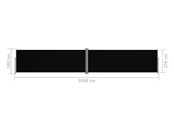 Toldo lateral retrátil/tela de privacidade para pátio jardim terraço varanda 180 x 1000 cm preto 02_0007441