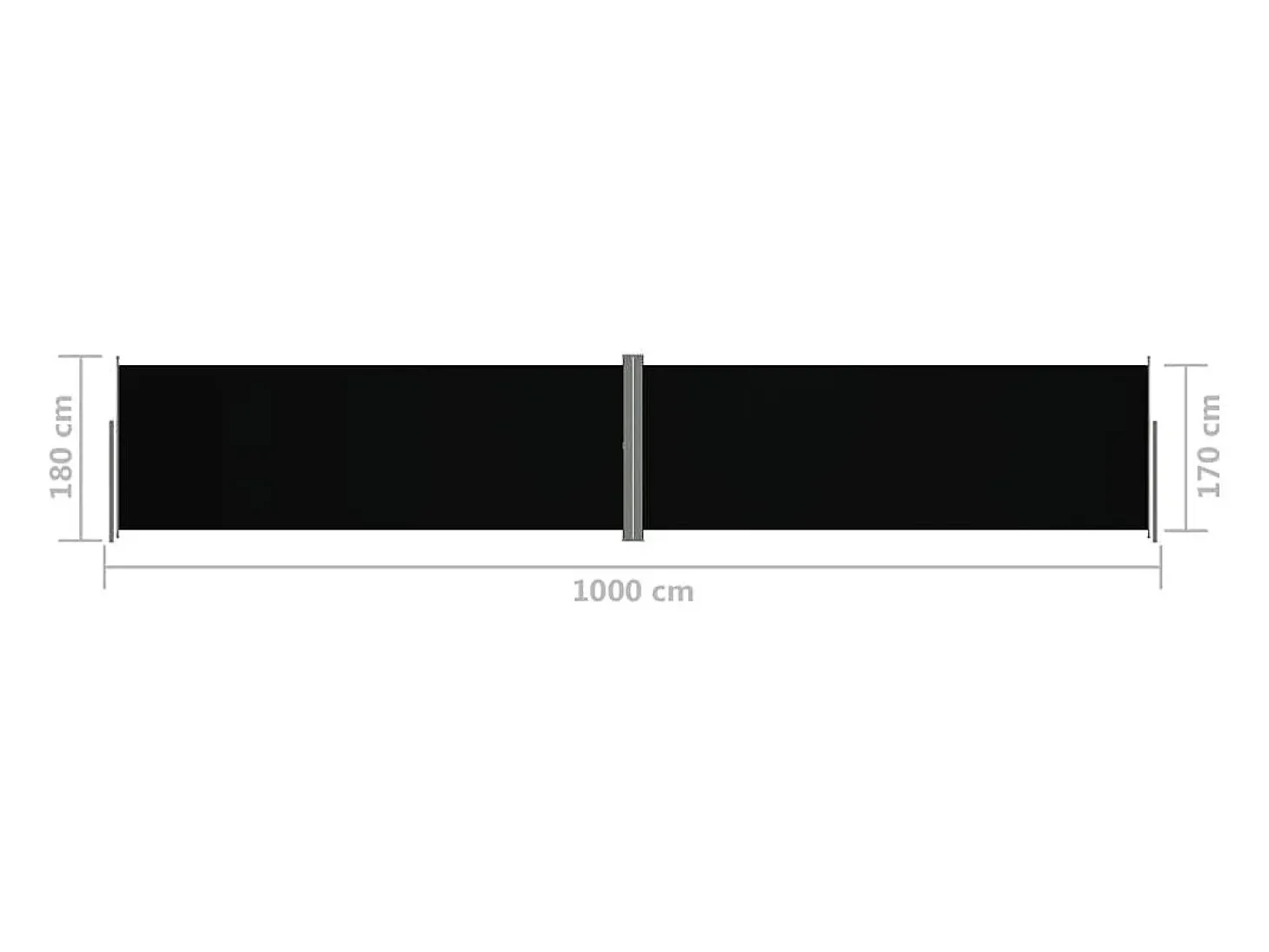 Toldo lateral retrátil/tela de privacidade para pátio jardim terraço varanda 180 x 1000 cm preto 02_0007441