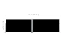 Toldo lateral retrátil/tela de privacidade para pátio jardim terraço varanda 160 x 600 cm preto 02_0007437