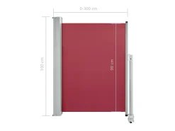 Toldo lateral retrátil/tela de privacidade para pátio jardim terraço varanda 100 x 300 cm vermelho 02_0007188