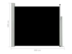 Toldo lateral retrátil/tela de privacidade para pátio jardim terraço varanda 100 x 300 cm preto 02_0007186