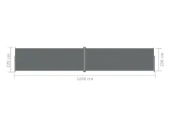 Toldo lateral retrátil/tela de privacidade para pátio jardim terraço varanda antracite 220 x 1200 cm 02_0007125