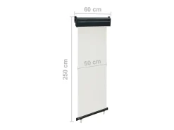 Toldo lateral retrátil/tela de privacidade para pátio jardim terraço varanda 60 x 250 cm creme 02_0007033