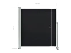 Toldo lateral retrátil/tela de privacidade para pátio jardim terraço varanda 140 x 300 cm preto 02_0007230
