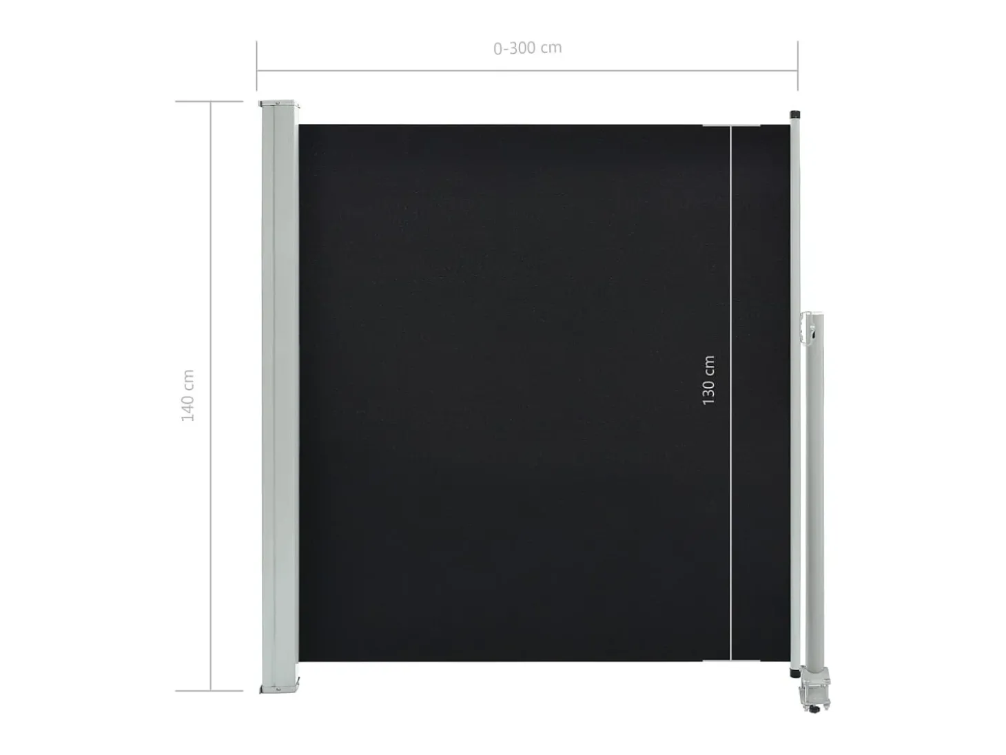 Toldo lateral retrátil/tela de privacidade para pátio jardim terraço varanda 140 x 300 cm preto 02_0007230
