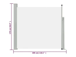 Toldo lateral retrátil/tela de privacidade para pátio jardim terraço varanda 170 x 300 cm creme 02_0007312