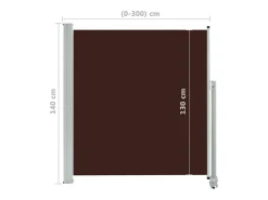 Toldo lateral retrátil/tela de privacidade para pátio jardim terraço varanda 140 x 300 cm marrom 02_0007229