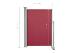 Toldo lateral retrátil/tela de privacidade para pátio jardim terraço varanda 120 x 300 cm vermelho 02_0007221