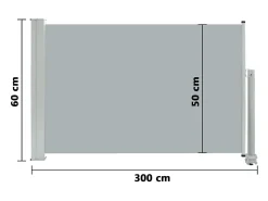 Toldo lateral retrátil/tela de privacidade para pátio jardim terraço varanda 60 x 300 cm cinza 02_0007390