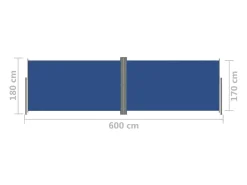 Toldo lateral retrátil/tela de privacidade para pátio jardim terraço varanda 180 x 600 cm azul 02_0007145