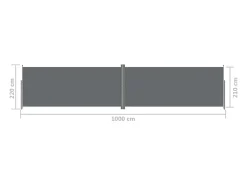 Toldo lateral retrátil/tela de privacidade para pátio jardim terraço varanda 220 x 1000 cm antracite 02_0007124