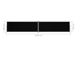 Toldo lateral retrátil/tela de privacidade para pátio jardim terraço varanda 220 x 1200 cm preto 02_0007448