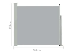 Toldo lateral retrátil/tela de privacidade para pátio jardim terraço varanda 170 x 300 cm cinza 02_0007314