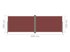 Toldo lateral retrátil/tela de privacidade para pátio jardim terraço varanda 200 x 600 cm marrom 02_0007421