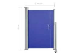 Toldo lateral retrátil/tela de privacidade para pátio jardim terraço varanda 120 x 300 cm azul 02_0007220