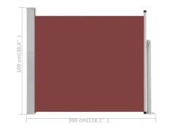 Toldo lateral retrátil/tela de privacidade para pátio jardim terraço varanda 100 x 300 cm marrom 02_0007184