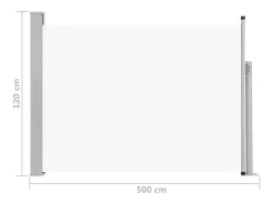 Toldo lateral retrátil/tela de privacidade para pátio jardim terraço varanda 120 x 500 cm creme 02_0007223