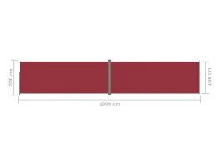 Toldo lateral retrátil/tela de privacidade para pátio jardim terraço varanda 200 x 1000 cm vermelho 02_0007470