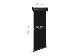 Toldo lateral retrátil/tela de privacidade para pátio jardim terraço varanda 60 x 250 cm preto 02_0007036