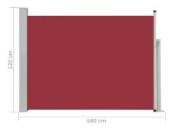 Toldo lateral retrátil/tela de privacidade para pátio jardim terraço varanda 120 x 500 cm vermelho 02_0007225