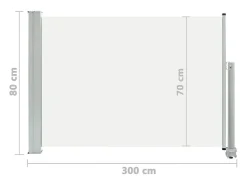 Toldo lateral retrátil/tela de privacidade para pátio jardim terraço varanda 80 x 300 cm creme 02_0007395