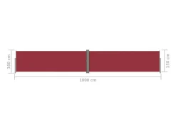 Toldo lateral retrátil/tela de privacidade para pátio jardim terraço varanda 160 x 1000 cm vermelho 02_0007463