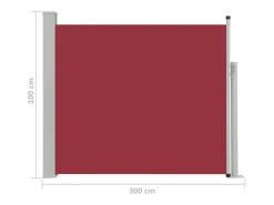 Toldo lateral retrátil/tela de privacidade para pátio jardim terraço varanda 100 x 300 cm vermelho 02_0007187