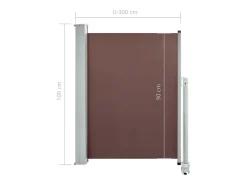 Toldo lateral retrátil/tela de privacidade para pátio jardim terraço varanda 100 x 300 cm marrom 02_0007185