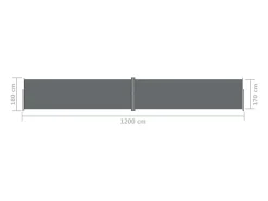 Toldo lateral retrátil/tela de privacidade para pátio jardim terraço varanda 180 x 1200 cm antracite 02_0007119