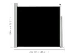 Toldo lateral retrátil/tela de privacidade para pátio jardim terraço varanda 170 x 300 cm preto 02_0007317