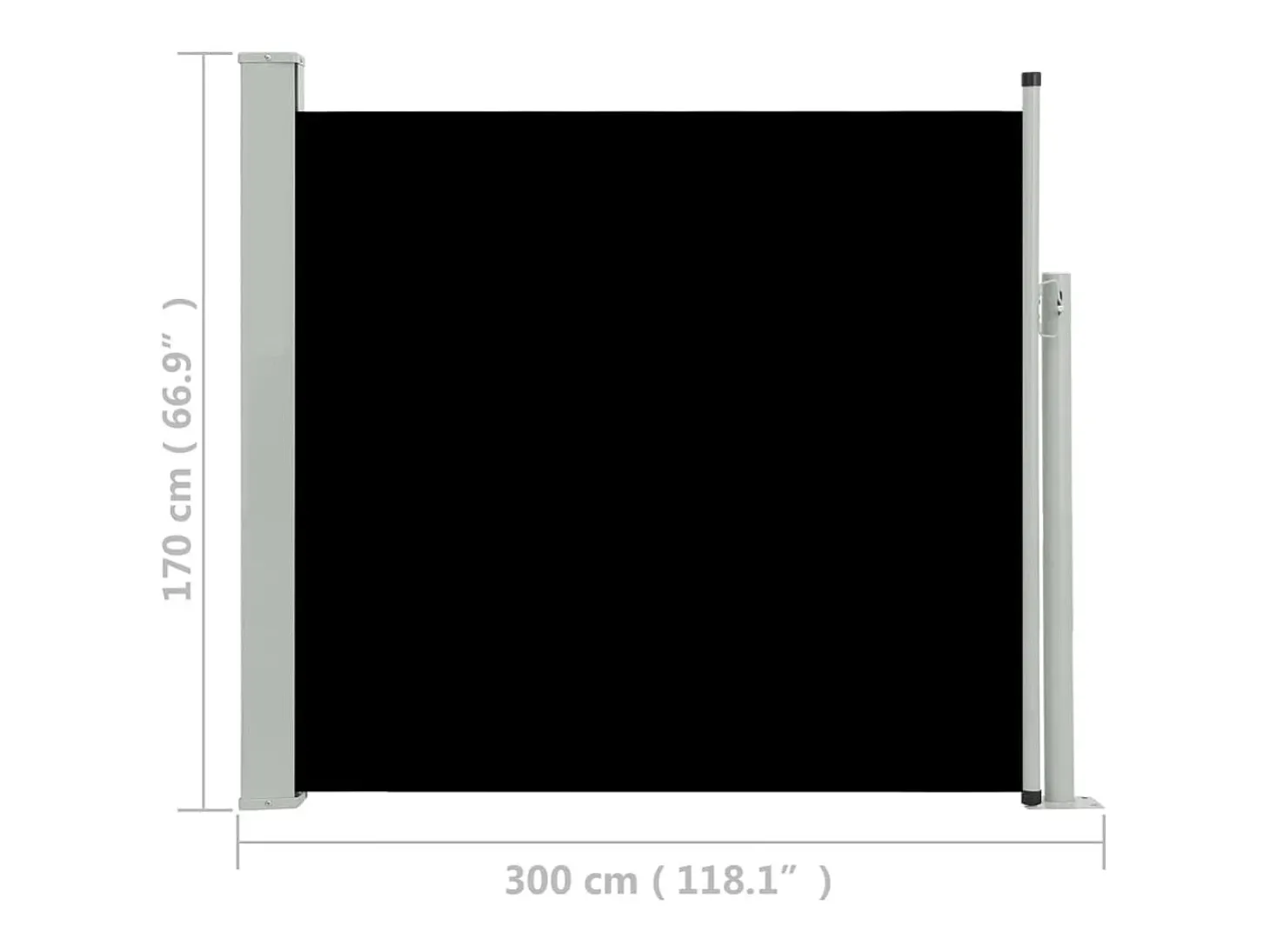 Toldo lateral retrátil/tela de privacidade para pátio jardim terraço varanda 170 x 300 cm preto 02_0007317