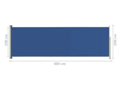 Toldo lateral retrátil/tela de privacidade para pátio jardim terraço varanda 200 x 600 cm azul 02_0007363