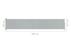 Toldo lateral retrátil/tela de privacidade para pátio jardim terraço varanda 117 x 600 cm cinza 02_0007215