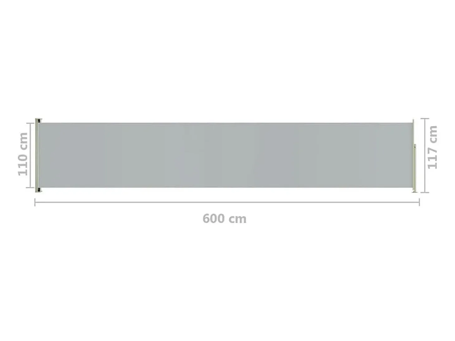 Toldo lateral retrátil/tela de privacidade para pátio jardim terraço varanda 117 x 600 cm cinza 02_0007215