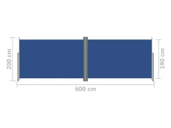 Toldo lateral retrátil/tela de privacidade para pátio jardim terraço varanda tela azul 200 x 600 cm 02_0007148