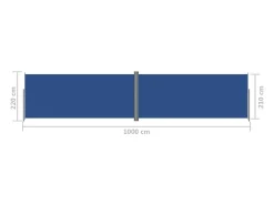 Toldo lateral retrátil/tela de privacidade para pátio jardim terraço varanda tela azul 220 x 1000 cm 02_0007149
