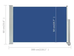 Toldo lateral retrátil/tela de privacidade para pátio jardim terraço varanda 60 x 300 cm azul 02_0007388