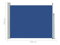 Toldo lateral retrátil/tela de privacidade para pátio jardim terraço varanda 140 x 500 cm azul 02_0007251