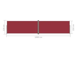 Toldo lateral retrátil/tela de privacidade para pátio jardim terraço varanda vermelho 220 x 1000 cm 02_0007473