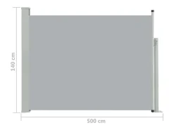 Toldo lateral retrátil/tela de privacidade para pátio jardim terraço varanda 140 x 500 cm cinza 02_0007255