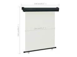 Toldo lateral retrátil/tela de privacidade para pátio jardim terraço varanda 140 x 250 cm creme 02_0007010