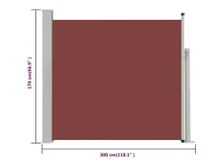 Toldo lateral retrátil/tela de privacidade para pátio jardim terraço varanda 170 x 300 cm marrom 02_0007315