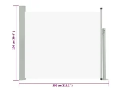 Toldo lateral retrátil/tela de privacidade para pátio jardim terraço varanda 100 x 300 cm creme 02_0007182