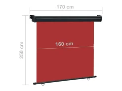 Toldo lateral retrátil/tela de privacidade para pátio jardim terraço varanda 170 x 250 cm vermelho 02_0007031