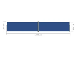 Toldo lateral retrátil/tela de privacidade para pátio jardim terraço varanda tela azul 200 x 1200 cm 02_0007147